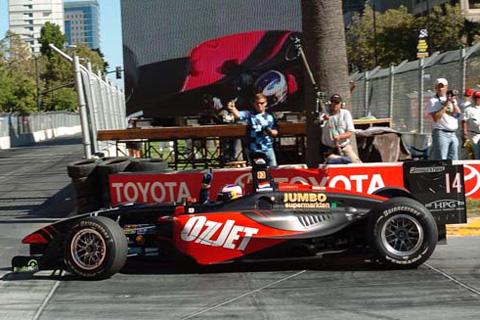 Robert Doornbos Raises Arm in Celebration