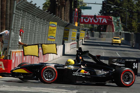 Jan Heylen w/Doornbos' Front Wing Stuck in Rear