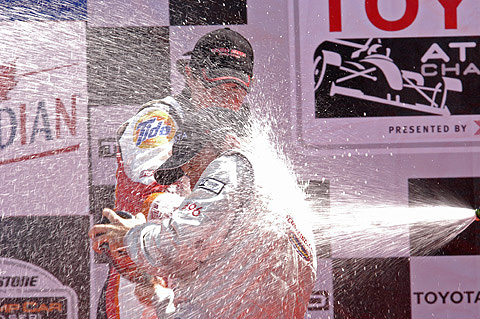 Winner Jon Fogarty Being Sprayed w/Champagne