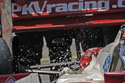 Water/Fuel Spraying Jimmy Vasser's Car During Pitstop