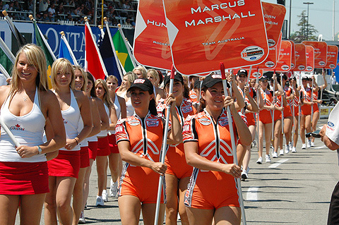 Champ Car and Molson Grid Girls Walking in Line