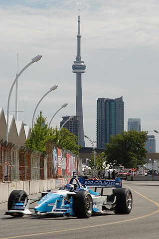 Paul Tracy in Action w/CN Tower in Background