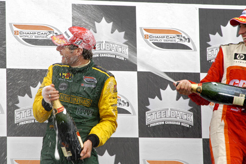 Will Power Getting Sprayed w/Champagne