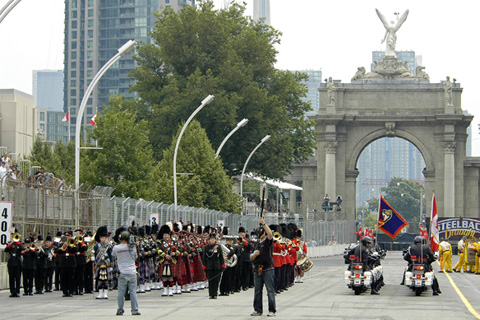 Bagpipes, Band, and Motorcycle Parade