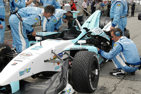 Graham Rahal's Crew Checks Car