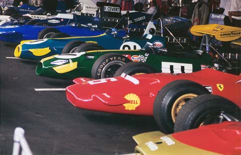 Row of F1 Vintage Cars