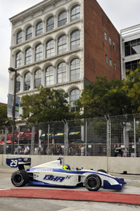 Indy Lights Car in Front of Building Image